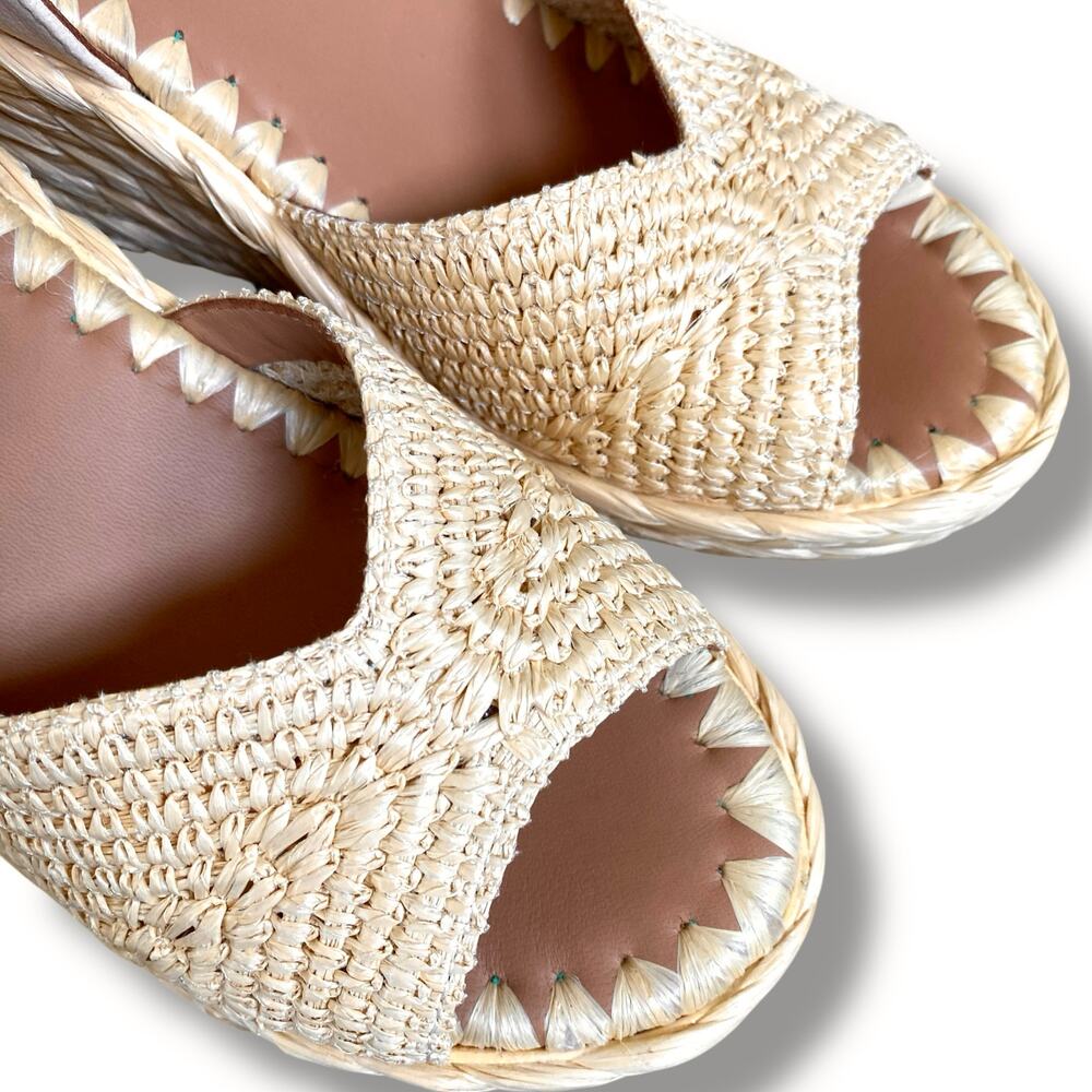 New Gentle Souls by Kenneth Cole Nomi Raffia Wedge Sandals Sz 6M Espidrille - Picture 7 of 16